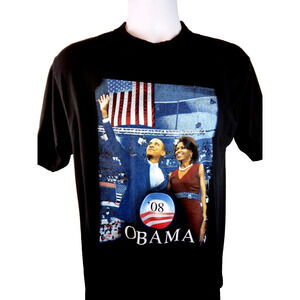 CH Gold Series Sz L Obama '08 (Front) & Obama Family Album (Back) Black Tee RARE